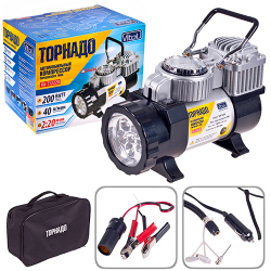 Компресор "Торнадо" КА-Т121220 200psi/15Amp/40л/ліхтар/прикур.+перехідник/шланг 3,0 м