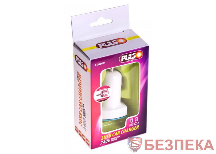 Автомобільний зарядний пристрій PULSO C-2026W 2USB (12 / 24V - 5V 2,4A)