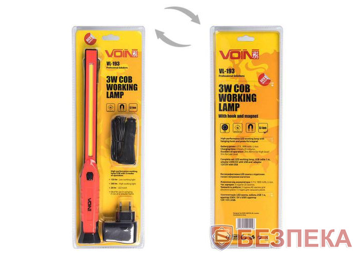 Переносная лампа VOIN VL-193 12V/220V/3W-COB+2 LED-НР/АКБ/USB+microUSB/магнит (VL-193)