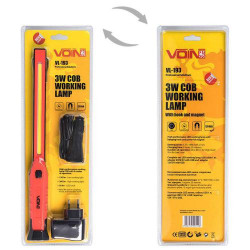 Переносна лампа "VOIN" VL-193 12V / 220V / 3W-COB + 2 LED-НР / АКБ / USB + microUSB / магніт (VL-193)