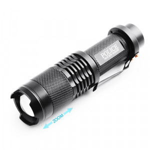 Ліхтар діодний Poliсe 1861 T6, 1x18650, ЗУ 220 / 12V, зажим, zoom, BOX