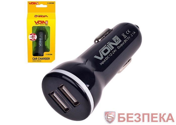 Автомобильное зарядное устройство VOIN C-2023BK 2USB (12/24V - 5V 2,1A)
