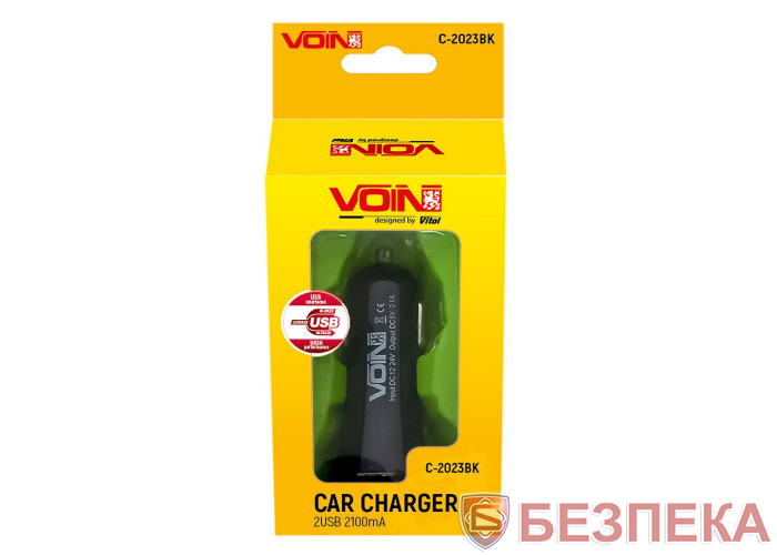 Автомобильное зарядное устройство VOIN C-2023BK 2USB (12/24V - 5V 2,1A)