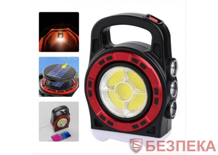 Фонарь переносной 6678С-3LED+5COB, power bank, Li-Ion аккум., Waterproof, солнеч. батарея, ЗУ micr
