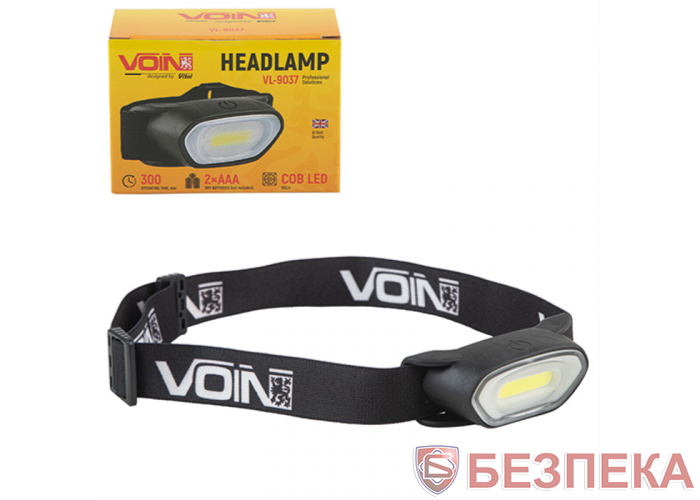 Ліхтар налобний VOIN VL-9037, LED COB 80Lm /2xAAA (не в комплекті)